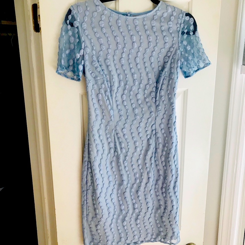 Reiss - sky blue dot patterned cocktail dress
